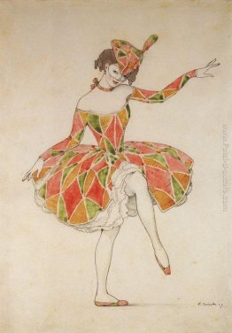 Progettazione del Costume di Columbine per Anna Pavlova in Harle Progettazione del Costume di Columbine per Anna Pavlova in Harle