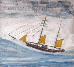 Peschereccio con due alberi e vele gialle Peschereccio con due alberi e vele gialle