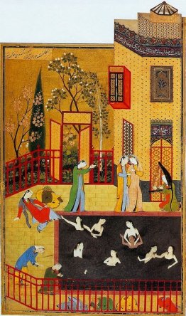 Una pittura in miniatura dal Iskandarnama Una pittura in miniatura dal Iskandarnama