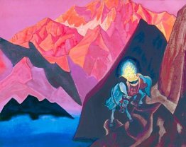 Una rappresentazione del Cintamani trasportato dal Lung Ta (Wind Una rappresentazione del Cintamani trasportato dal Lung Ta (Wind