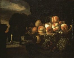 Natura morta di frutta in un giardino formale Natura morta di frutta in un giardino formale