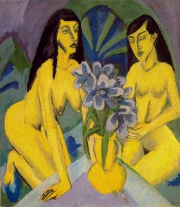 Due nodi gialli con Mazzo di fiori Due nodi gialli con Mazzo di fiori