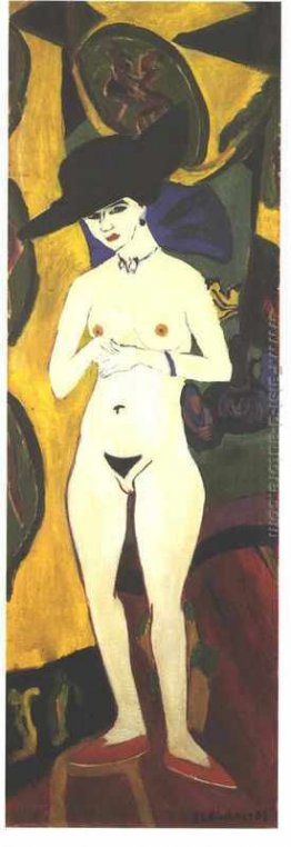 Nudo femminile con il cappello nero Nudo femminile con il cappello nero