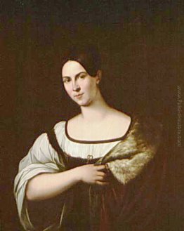 Dai capelli scuri bella donna in un mantello di ermellino Dai capelli scuri bella donna in un mantello di ermellino