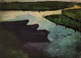 Canale Marsh con chiatte torba Canale Marsh con chiatte torba