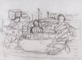 Tre donne in una bancarella del mercato Tre donne in una bancarella del mercato