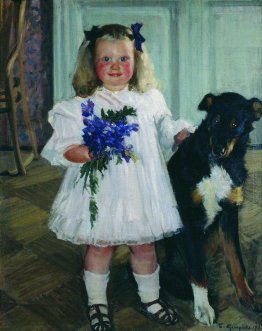 Ritratto di Irina Kustodiev con il cane Shumka Ritratto di Irina Kustodiev con il cane Shumka