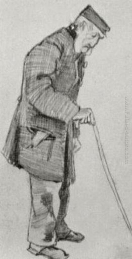 L'uomo orfano con la protezione e bastone da passeggio L'uomo orfano con la protezione e bastone da passeggio