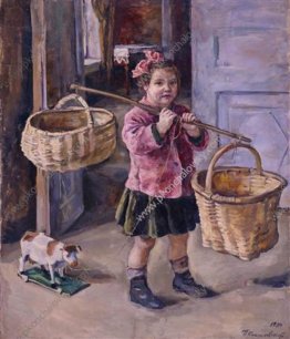 Per l'acqua. Katya con cesti. Per l'acqua. Katya con cesti.