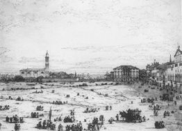 Padova: il Prato della Valle con Babbo Giustinia e la Chiesa del Padova: il Prato della Valle con Babbo Giustinia e la Chiesa del