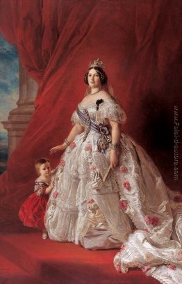 Ritratto della Regina Isabella II di Spagna e sua figlia Isabell Ritratto della Regina Isabella II di Spagna e sua figlia Isabell