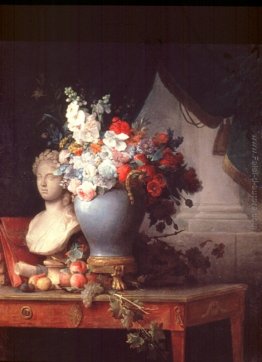 Vaso di fiori con un busto di Flora Vaso di fiori con un busto di Flora