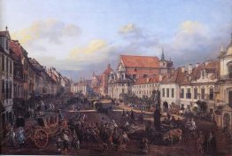 Veduta di Cracovia Borgo leader alla piazza del Castello Veduta di Cracovia Borgo leader alla piazza del Castello