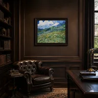 Campo di grano con le montagne sullo sfondo — Biblioteca classica