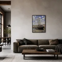 Barca con la bassa marea a Fecamp — Loft moderno