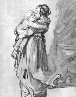 Saskia con un bambino Saskia con un bambino
