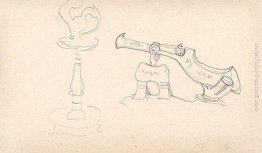 Schizzo di lampada e Tsar-Cannon per Rimskij-Korsakovs opera Schizzo di lampada e Tsar-Cannon per Rimskij-Korsakovs opera