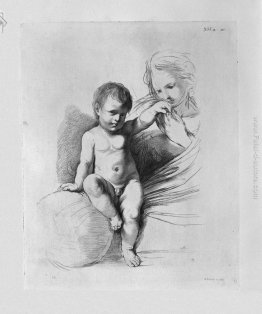 Gesù ad un bambino a cui la Vergine bacia la mano, del Guercino Gesù ad un bambino a cui la Vergine bacia la mano, del Guercino