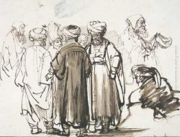 Uomini in abito orientale e due studi di un mendicante in mezza Uomini in abito orientale e due studi di un mendicante in mezza
