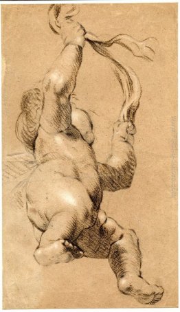 Schizzo di Putto possesso di un Sash in entrambe le mani, visto Schizzo di Putto possesso di un Sash in entrambe le mani, visto