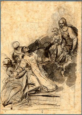 Un ginocchio santo e sorretta da angeli, in estasi davanti alla Un ginocchio santo e sorretta da angeli, in estasi davanti alla