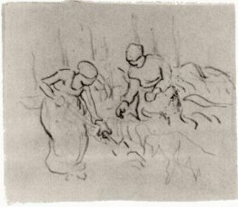 Sketch di donne in un campo Sketch di donne in un campo
