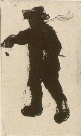 Silhouette di un uomo con un rastrello Silhouette di un uomo con un rastrello