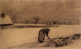 Donna con una forchetta in un paesaggio invernale Donna con una forchetta in un paesaggio invernale
