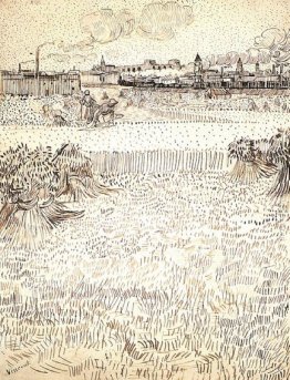 Campo di grano con pulegge e Arles nei precedenti Campo di grano con pulegge e Arles nei precedenti