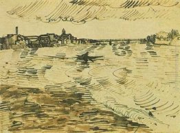 Il Rodano con le barche e un Ponte Il Rodano con le barche e un Ponte