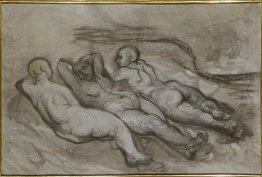 Studio di tre donne nude che si trova ai piedi di una rupe Studio di tre donne nude che si trova ai piedi di una rupe