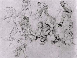 Foglio con schizzi di Diggers e altre figure Foglio con schizzi di Diggers e altre figure