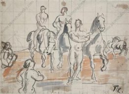 Schizzo di composizione per la pittura 'Bathing cavalleria' Schizzo di composizione per la pittura 'Bathing cavalleria'
