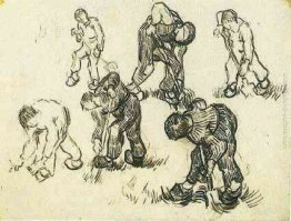 Foglio con schizzi di Diggers e altre figure Foglio con schizzi di Diggers e altre figure