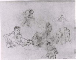 Foglio con schizzi di contadini Foglio con schizzi di contadini