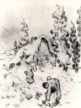 Paesaggio innevato con chinarsi Donna Paesaggio innevato con chinarsi Donna