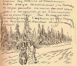 Una corsia di cipressi, con una coppia a piedi Una corsia di cipressi, con una coppia a piedi