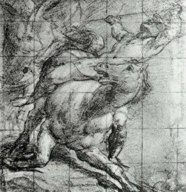 Gesso Cavallo e cavaliere nero su carta blu Gesso Cavallo e cavaliere nero su carta blu