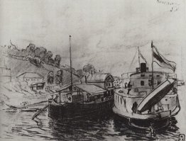 Kineshma. Steamer al molo Kineshma. Steamer al molo