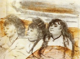 Tre ragazze che si siedono en face Tre ragazze che si siedono en face