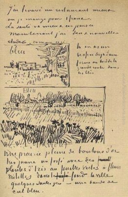 Casa colonica con campo di grano lungo una strada e campo con fi Casa colonica con campo di grano lungo una strada e campo con fi