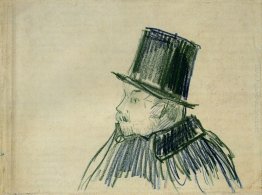 Testa di un uomo con un cappello a cilindro Testa di un uomo con un cappello a cilindro
