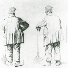 Due Schizzi di un uomo appoggiato al suo Spade Due Schizzi di un uomo appoggiato al suo Spade