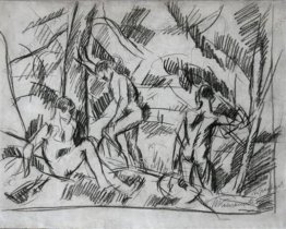 Abramtsevo. I ragazzi al fiume. Disegno per il dipinto 'Ragazzi Abramtsevo. I ragazzi al fiume. Disegno per il dipinto 'Ragazzi