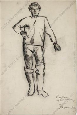 Vanya da Samokrazhi. Disegno per il dipinto 'Il mercato del pesc Vanya da Samokrazhi. Disegno per il dipinto 'Il mercato del pesc