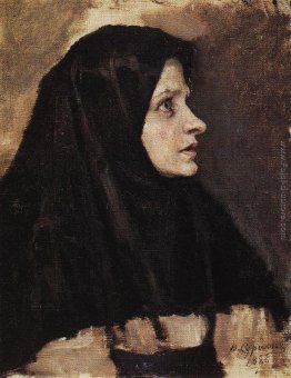 Testa di donna in scialle nero Testa di donna in scialle nero