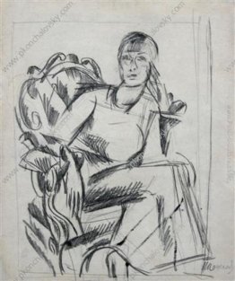 Uno schizzo di una figura femminile, seduta su una sedia per il Uno schizzo di una figura femminile, seduta su una sedia per il