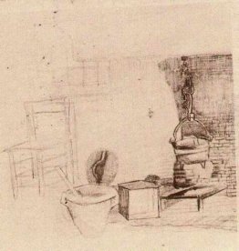Unfinished Schizzo di un interno con una vaschetta di sopra del Unfinished Schizzo di un interno con una vaschetta di sopra del