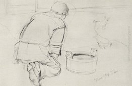 Figura di SFPetrova-Vodkin, padre dell'artista, in ginocchio dal Figura di SFPetrova-Vodkin, padre dell'artista, in ginocchio dal
