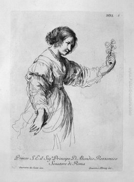 Mezza figura di una donna che tiene un fiore Mezza figura di una donna che tiene un fiore